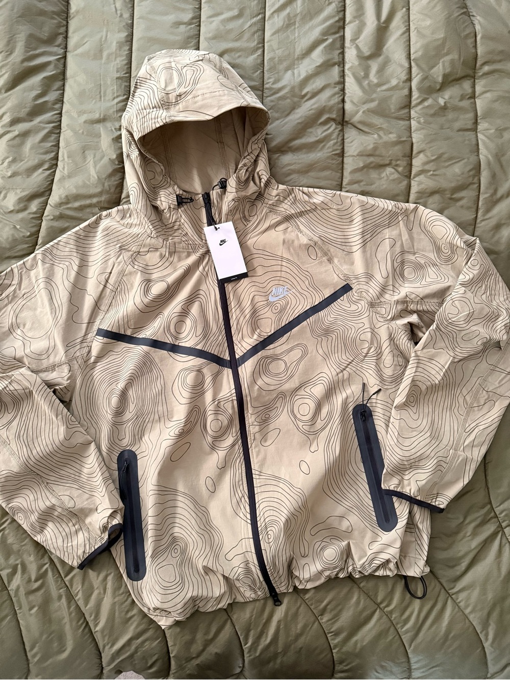 Nike Topographic Print Windbreaker with Black Trim & reflective logos